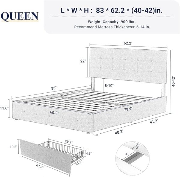 Queen Size Platform Bed Frame - Image 2